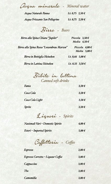 Menu di Pizzeria Ristorante Salernitano 
