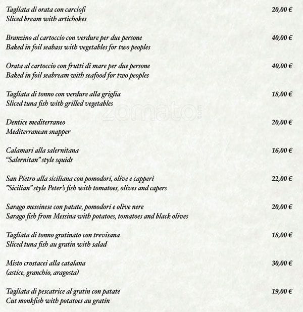 Menu di Pizzeria Ristorante Salernitano 