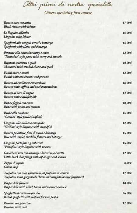 Menu di Pizzeria Ristorante Salernitano 
