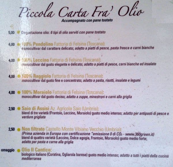 Menu di Ristorante @ il Cantico 