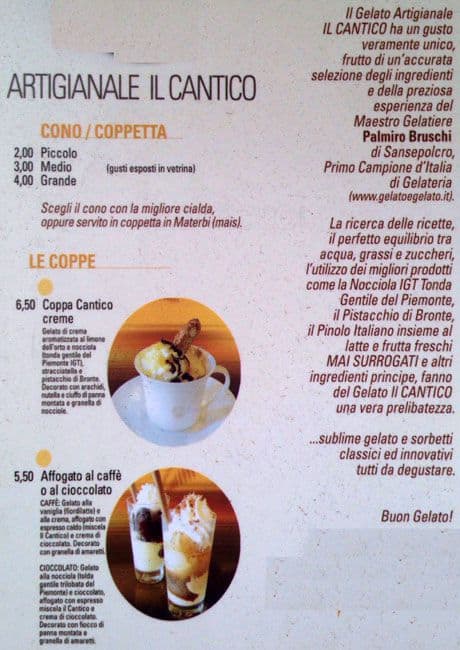 Menu di Ristorante @ il Cantico 