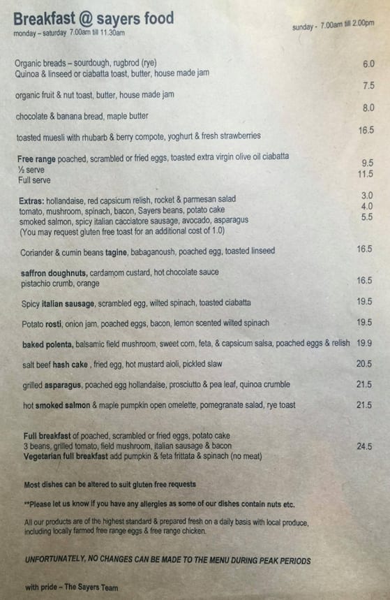 Sayers Menu, Menu for Sayers, Leederville, Perth - Urbanspoon/Zomato