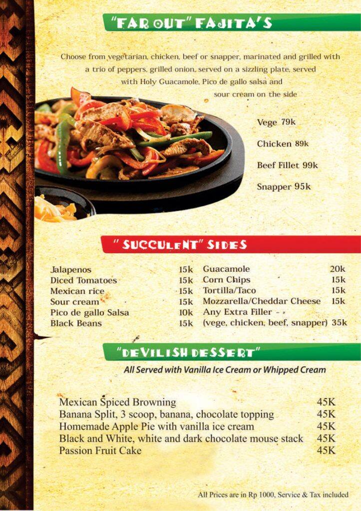 Holy Guacamole Menu Menu For Holy Guacamole Legian Bali