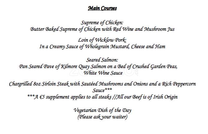 Carta de Howards Restaurant