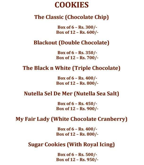 WHISK Sweet Bakery Menu, Menu for WHISK Sweet Bakery, Churchgate