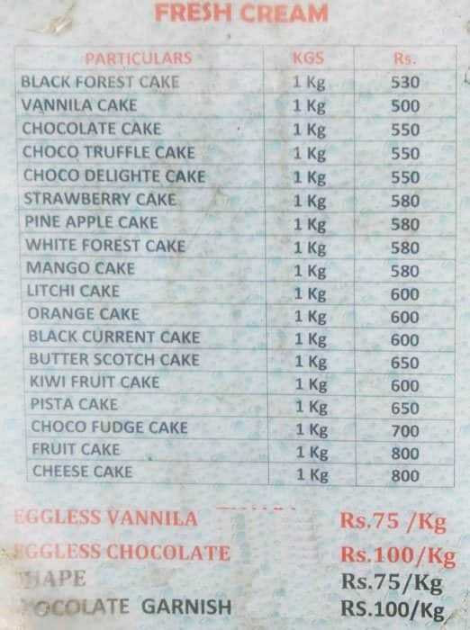 The Cake Point Menu, Menu for The Cake Point, Anna Nagar East, Chennai ...