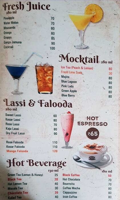 Shiva's Coffee Bar (Sargasan) menu
