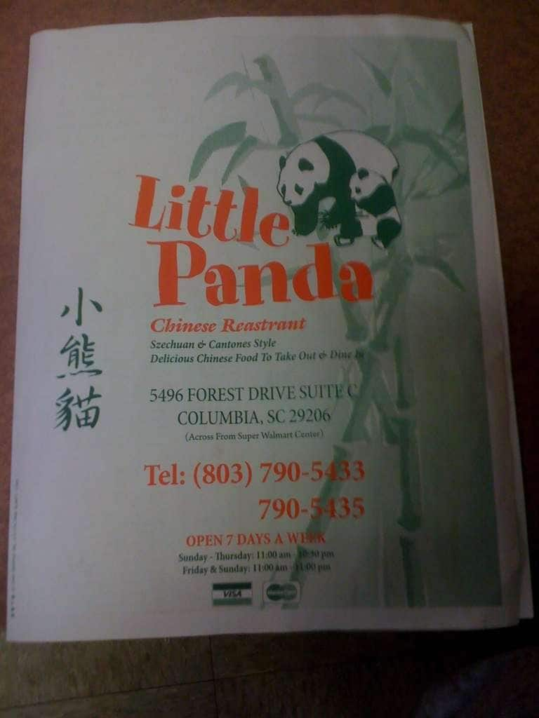 Little Panda Chinese Restaurant Menu Urbanspoon/Zomato