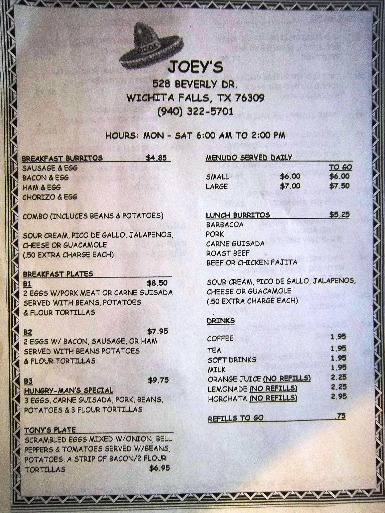 menu-at-joey-s-restaurant-wichita-falls-528-beverly-dr