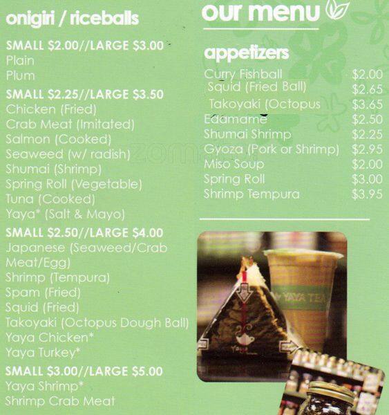 Yaya Tea Menu, Menu for Yaya Tea, Gravesend, New York City Urbanspoon