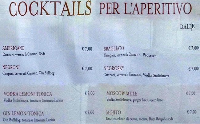 Menu di Eataly in Piazza 