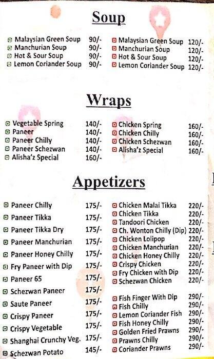 Alisha'z Menu, Menu for Alisha'z, Sarkhej, Ahmedabad - Zomato