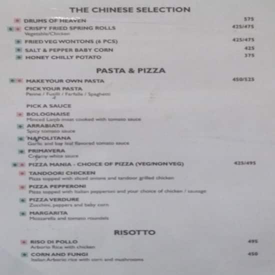 Menu at Radisson Blu, Haridwar