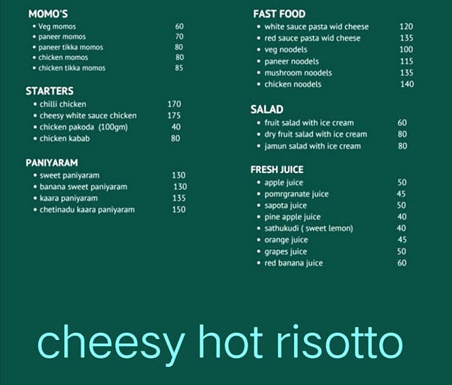Menu of Cheesy Hot Risotto, Avadi, Chennai