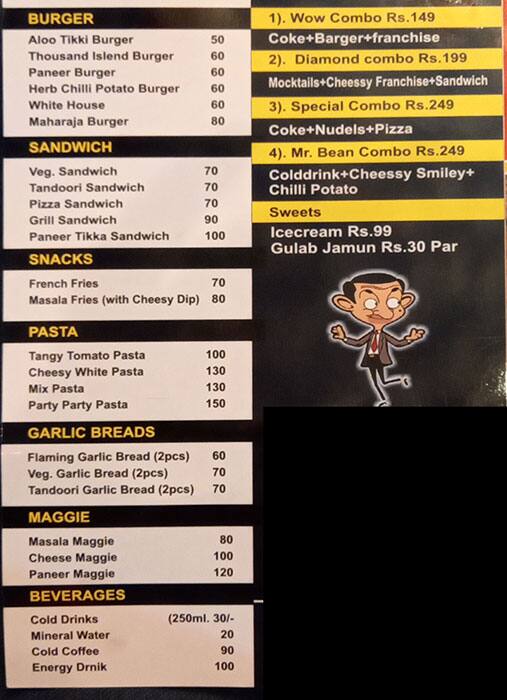 Menu of Wow Mr. Bean Cafe, Shahdara, New Delhi