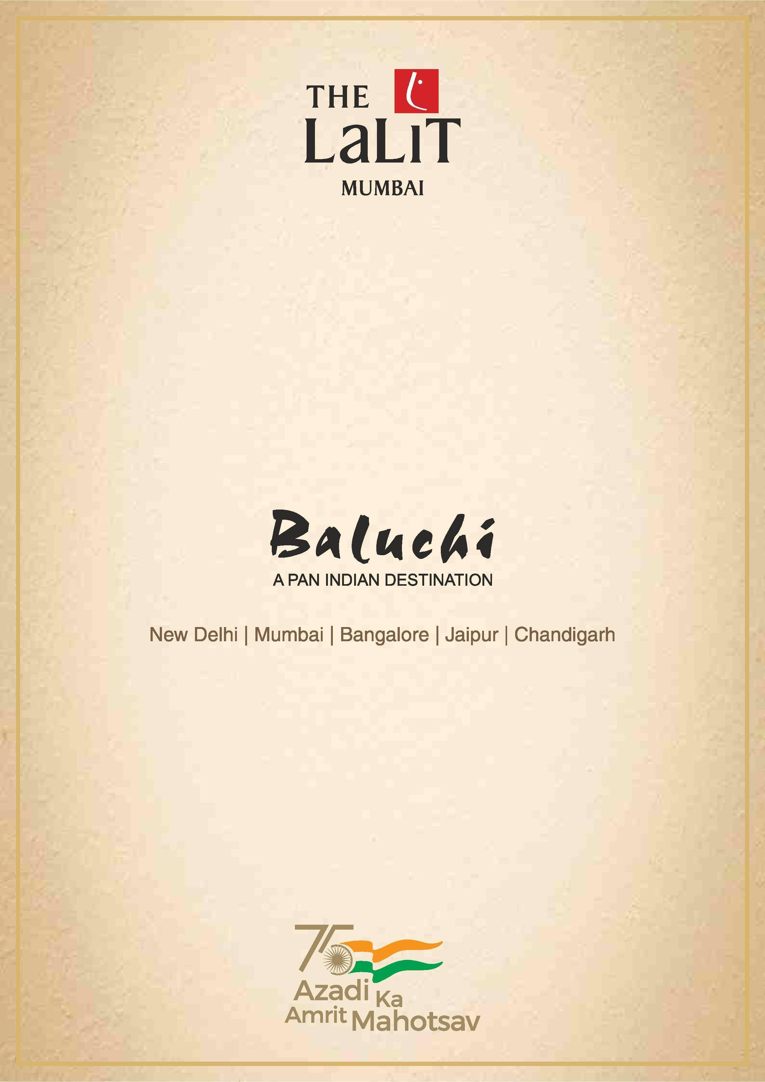 Menu of Baluchi - The Lalit Mumbai, Chakala, Mumbai