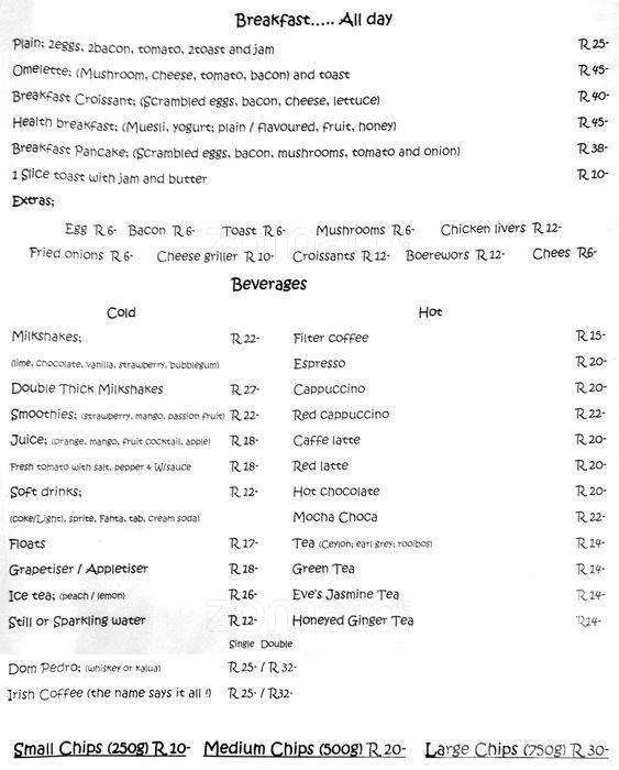 The Pancake Chef Menu, Menu for The Pancake Chef, Robertson, Cape Town Zomato SA