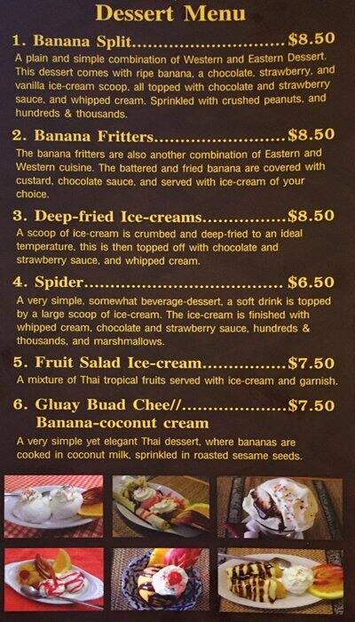 Carta de Tipparost Thai Restaurant