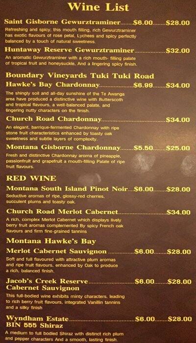Carta de Tipparost Thai Restaurant