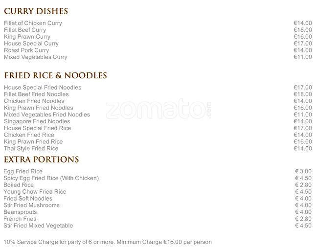 Menu at Wild Swan restaurant, Malahide