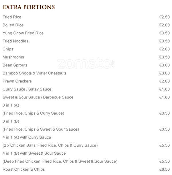 Menu at Wild Swan restaurant, Malahide