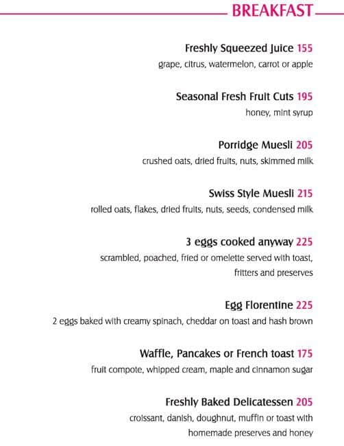 Viva Vivanta By Taj Menu, Menu for Viva Vivanta By Taj, Begumpet