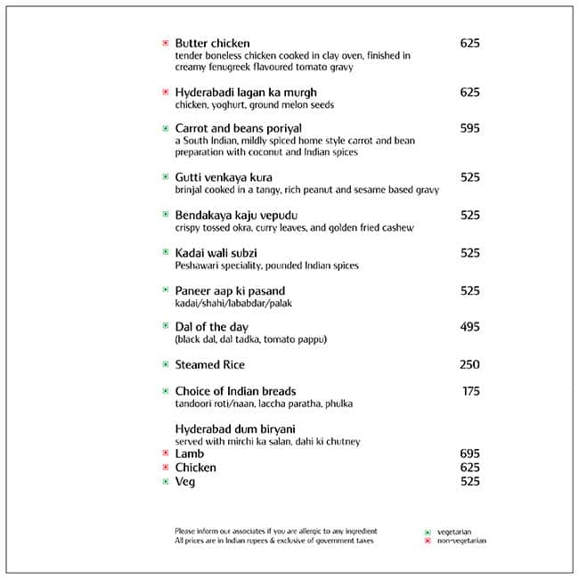 Thai Pavilion menu
