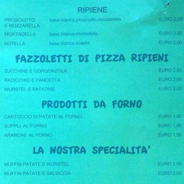 Menu di Pizza a pezzi per i pazzi della pizza 