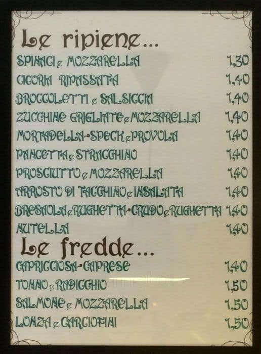 Menu di Pizza Millegusti 
