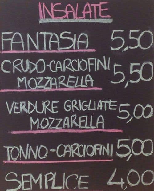 Menu di Pizza Millegusti 