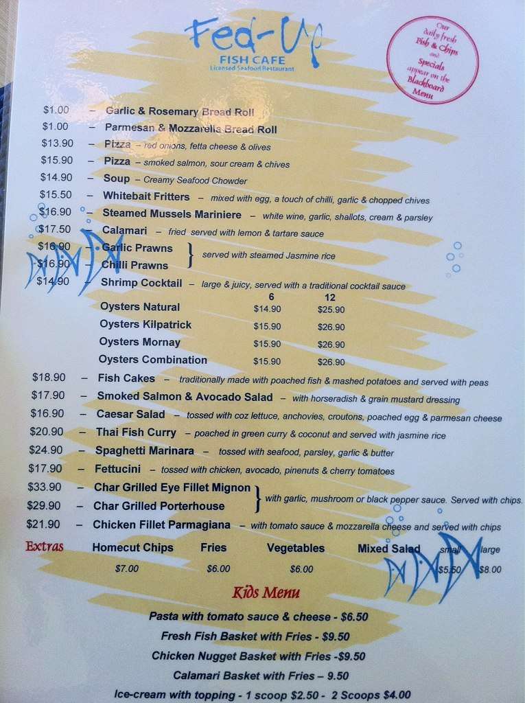 FedUp Fish Cafe Menu, Menu for FedUp Fish Cafe, Rosebud, Mornington Peninsula Urbanspoon/Zomato