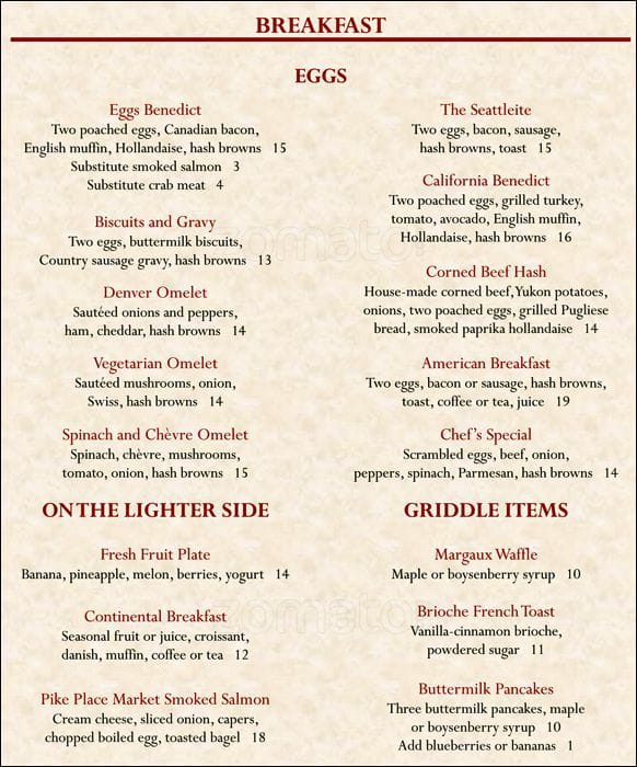 Margaux Warwick Seattle Hotel Menu Urbanspoon/Zomato