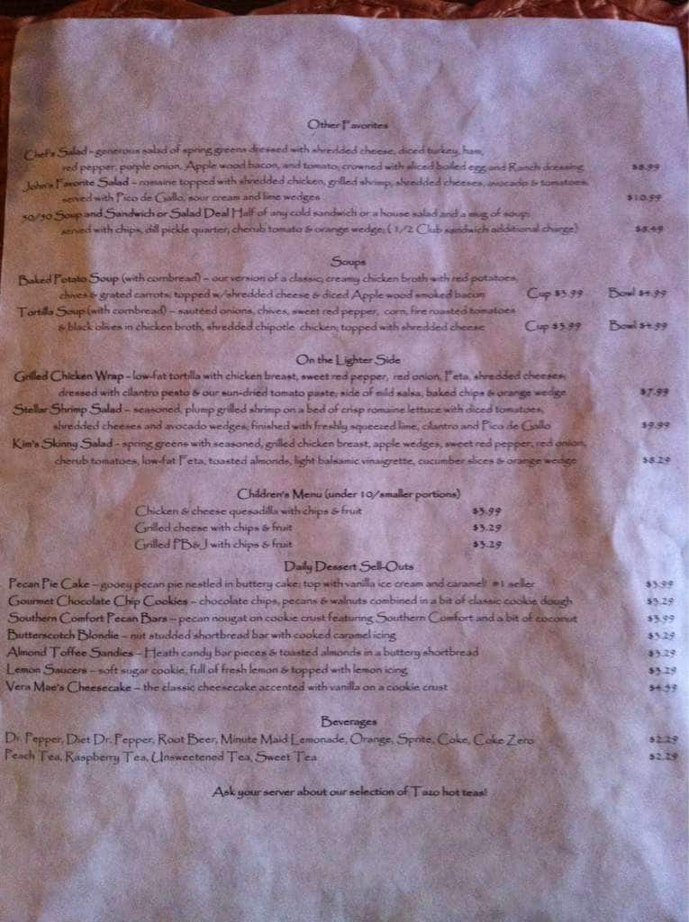 Menu at The Silver Spoon restaurant, Lawton