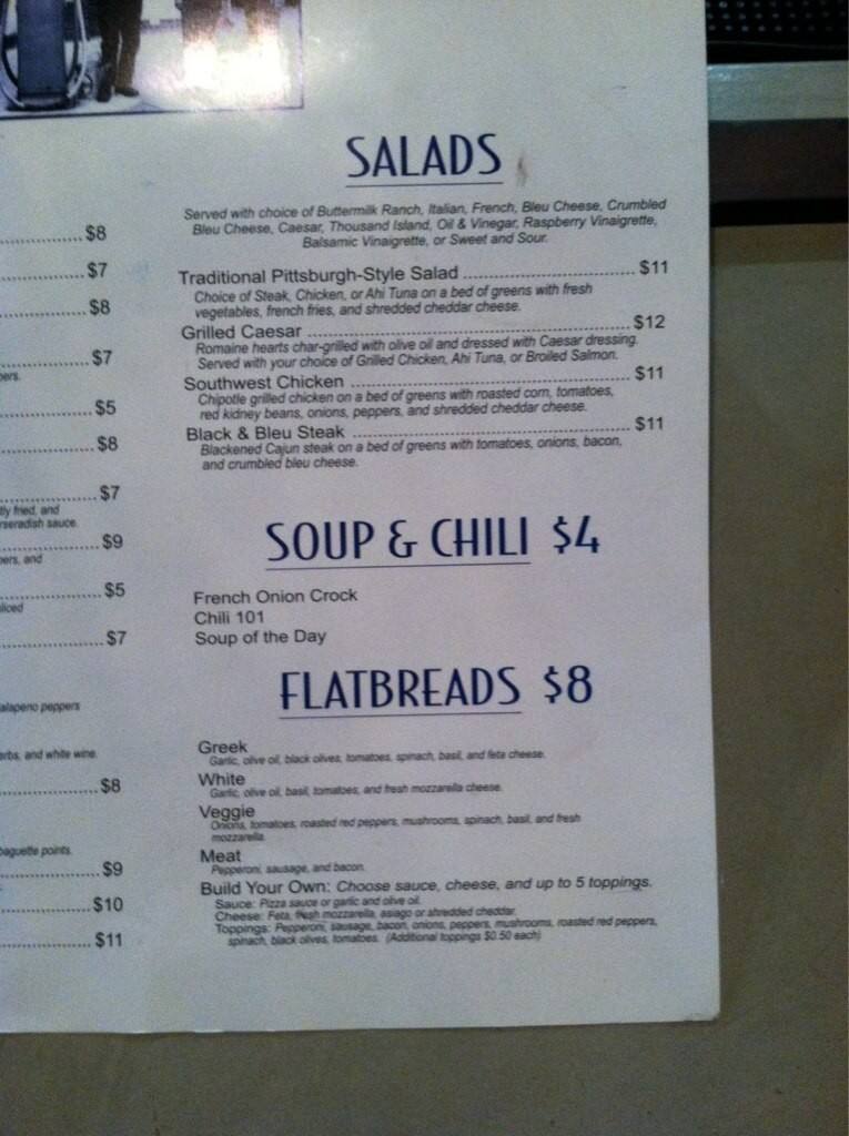 Menu at Station 101 pub & bar, DuBois, Bee Line Hwy