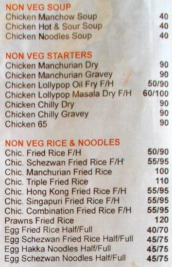 Shetty Lunch Home & Fast Food menu