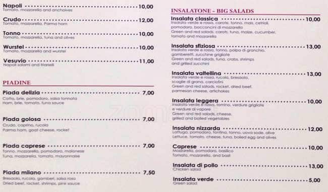 Menu di Bar Mercurio - Ristorante Pizzeria 