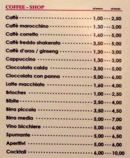 Menu di Bar Mercurio - Ristorante Pizzeria 