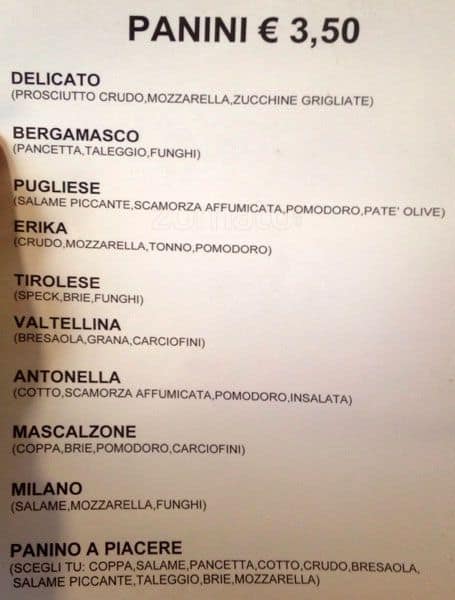 Menu di Erika Bar 