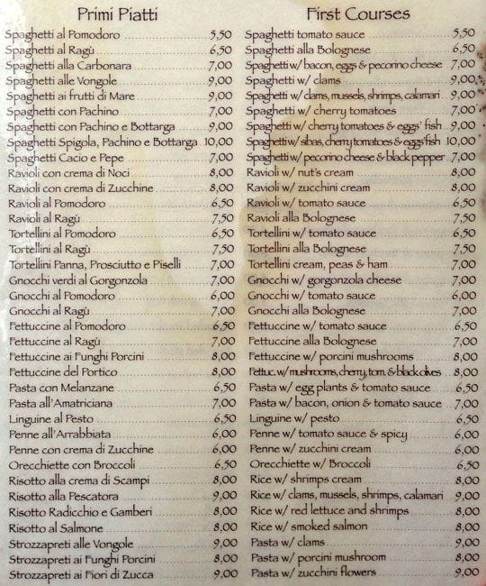 Menu di Il Portico 
