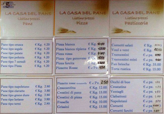 Menu di La Casa Del Pane 