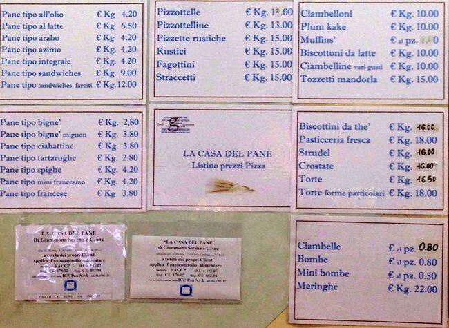 Menu di La Casa Del Pane 