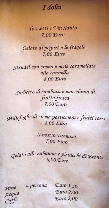 Menu di Enoteca Ferrara 
