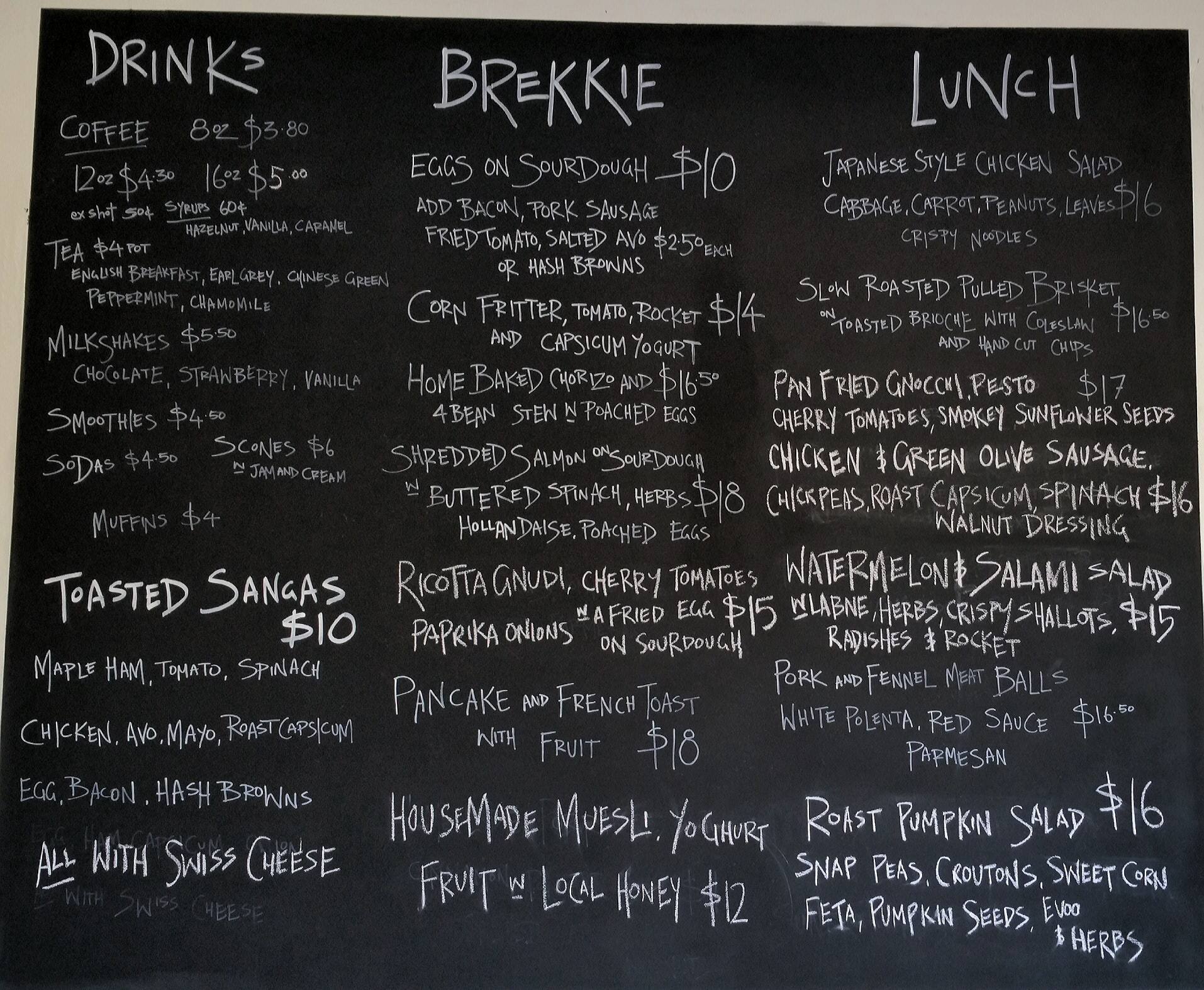 Bib's Tuck Shop Menu, Menu for Bib's Tuck Shop, Yanchep, Yanchep