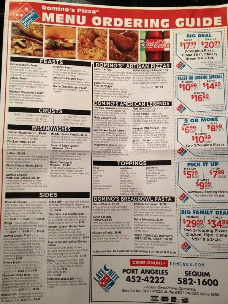 Domino's Menu, Menu for Domino's, Sequim, Sequim - Urbanspoon/Zomato