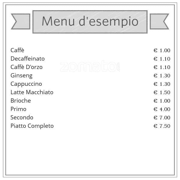 Menu di Bar dei Sogni 
