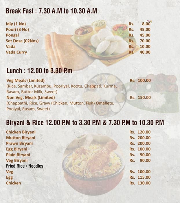 Menu of Chettinad Express, Gandhinagar, Puducherry