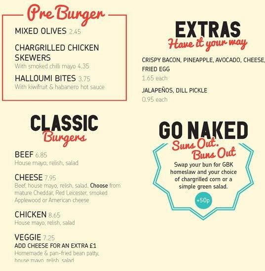 Menu at Gourmet Burger Kitchen pizzeria, London, Unit 22