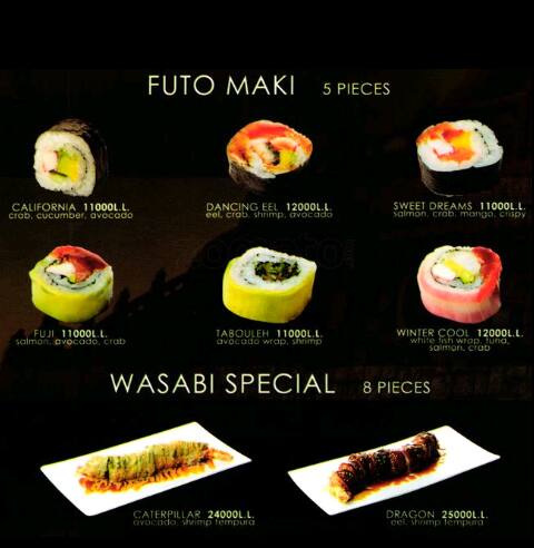 wasabi menu