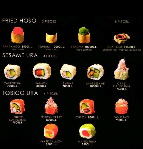 wasabi menu