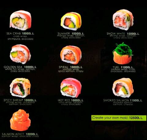 wasabi menu